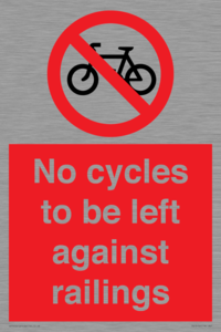 No cycles to be left against railings